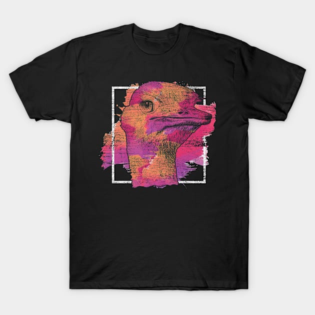 pink grunge bird ostrich T-Shirt by ShirtsShirtsndmoreShirts